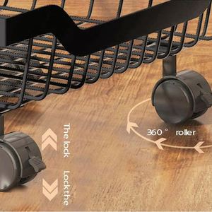 Modern Supermarket Kitchen Fruit Bowl Basket Food Vegetables Storage Basket Holder <b>Folding</b> Cart Trolley Display Rack With Wheels - Product Image 2