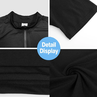 Summer Men's Tight Elastic Plain o-neck Fitness Training Basketball Running Zipper Fashion Casual Quick-drying Short Sleeves