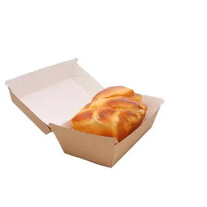 Kingwin Eco Friendly Biodegradable Fast Food Storage Container Disposable Hamburger And Bread Packaging Kraft Paper Boxes