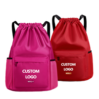 Sac à dos unisexe avec cordon de serrage en tissu Oxford portable imprimé de logo personnalisé sport mode étanche capacité 23L entraînement physique
