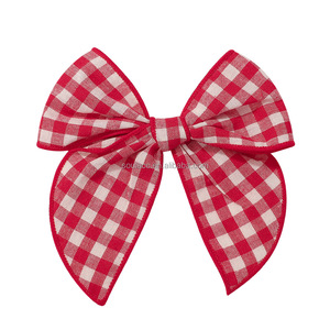 Horquillas con lazo de tela para niñas, accesorios para el cabello, horquillas con lazo de flores a cuadros para niños - Product Image 1
