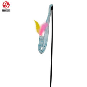 OEM ODM mainan hiburan kucing peliharaan warna-warni stik penggoda kucing elastis bahan PP aman kucing mainan mewah interaktif tongkat penggoda - Product Image 1