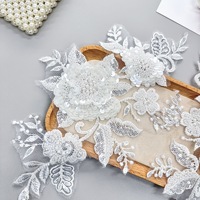 PE532 Vente en gros, lot de patchs brodés colorés à coudre, fleurs 3D en sequins, appliques DIY pour robe de mariée