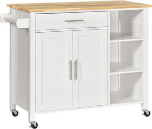 Hot Selling Wooden Rolling Kitchen Island on Wheels Kitchen Cart with Drawers for Sale