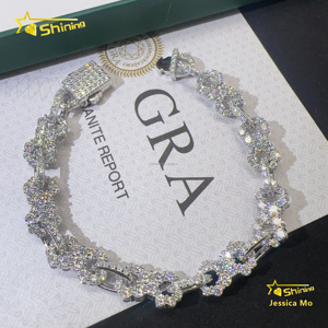 Gioielli Scintillanti Nuovo Design <span class=keywords><strong>Bracciale</strong></span> Cubano <span class=keywords><strong>Infinity</strong></span> in Argento S925 con Moissanite VVS Iced Out GRA, Larghezza 8mm, Stile Hip Hop - Product Image 2