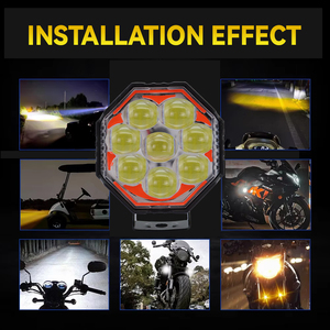 LELANPU Cubierta Ámbar Redonda para Barra Antivuelco de 3/9 Pulgadas, Foco Láser LED Delgado Súper Brillante de 5 Lentes para Coche y Motocicleta - Product Image 5