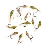 Hunthouse — leurre de pêche en forme de tête de perle en laiton, rainuré, or, nymphes, gris, Olive, mouche humide, arc-en-ciel, marron, appât pour truite