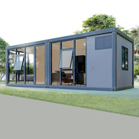 Maisons en verre modulaires préfabriquées de luxe, extensibles, structure en acier mobile, cabine, mini-maison avec cuisine et salle de bain