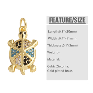ASJEWELRY Breloque <span class=keywords><strong>tortue</strong></span> <span class=keywords><strong>porte</strong></span>-<span class=keywords><strong>bonheur</strong></span> en cristal turquoise pour bracelet, plaqué or cuivre, fournitures de fabrication de bijoux faits à la main chma564 - Product Image 4