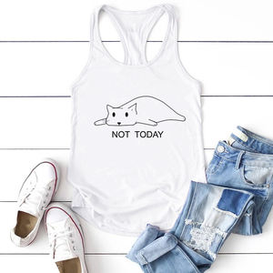 Lovely Not Today <strong>Cat</strong> Print Tank Tops Summer Fashion Graphic Sleeveless <strong>Vest</strong> Stylish Plus Size Womens Tank Tops 2021 - Product Image 1