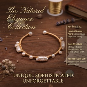 Bracelet de perles classique et élégant, perles rondes d'eau douce, chaîne plaquée or, cadeau de mariage intemporel, bracelet de perles - Product Image 1