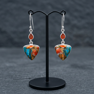 Pendientes Colgantes de Plata de Ley 925 con Turquesa y Cobre Oyster, Hechos a Mano, para Boda, Joyería ODM para Mujer - Product Image 3