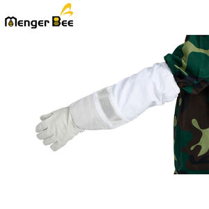 Gants d'apiculture Menger Bee légers et respirants en peau de mouton et coton, avec filet ventilé et manchette élastique blanche, équipement de protection pour l'apiculture - Product Image 4