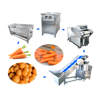 Wasmachine voor wortelgroenten 500-1000KG/H, wortelsnijmachine, aardappelblokjes snijmachine, aardappel schil- en polijstlijn
