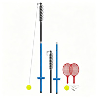 Rebotador de Tenis con Resorte y Altura Ajustable, con 2 Raquetas para Práctica Individual en el Patio Trasero