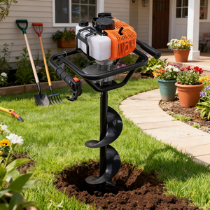 Tarière à Moteur 2 Temps 71cc - Pour Trous De 10 à 20 Cm De Diamètre - Puissance 2,3 KW - Vitesse 300 Tr/min - Idéale Plantation, Clôtures