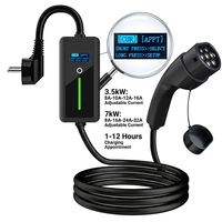 Pengisi Daya EV Portabel 7KW 32A Baru untuk GBT Tipe 1 & 2 3.5KW 16A Kabel Pengisian Daya EVSE Rumah yang Dapat Disesuaikan 5M/10M IP55 UL94-V0