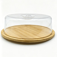 Boîte de rangement pour ustensiles de cuisine avec couvercle en PS, couvercle de conservation alimentaire en bambou, plateau de présentation anti-poussière pour gâteaux en bambou
