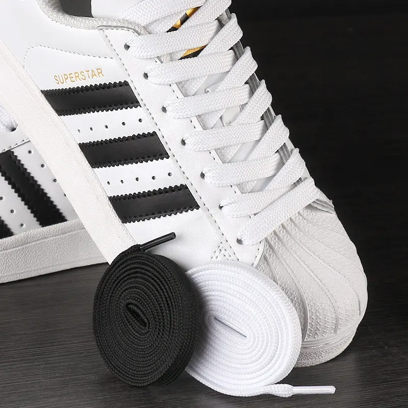 2023 Fashion In Stock 1 Pair Single color black shoelaces and white shoelaces polyester shoelaces