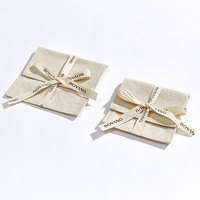 Pochette à Bijoux en Coton Biologique Beige, Nouveau Design avec Logo Personnalisé