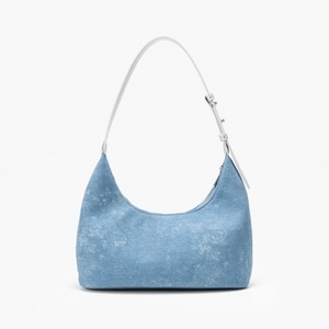 Bolsos de Mano de Mezclilla Mini Personalizados para Mujer, al por Mayor, con Cierre de Cremallera, Forma de Media Luna, Correa Única, Forro de Poliéster, 2-2.9L - Product Image 3