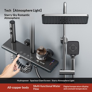 Ensemble de douche mural moderne à affichage numérique, <span class=keywords><strong>thermostat</strong></span> intelligent, lumière <span class=keywords><strong>d</strong></span>'<span class=keywords><strong>ambiance</strong></span> LED, en laiton, <span class=keywords><strong>prix</strong></span> de gros - Product Image 1