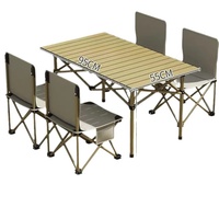 Ensemble table et chaises pliantes carrées en métal, style loisirs et détente, pour camping et barbecue en extérieur, vente en gros