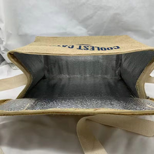 Sac isotherme de pique-nique en toile de coton réutilisable en gros, sac isotherme personnalisé avec logo, lettre, capacité de 24 L, imperméable - Product Image 2