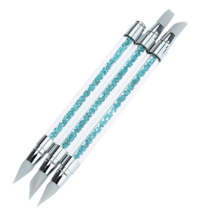 3 Pcs Nail Art Hollow Carving Embossing Pen <b>Set</b> Double Head Drill Glue Head <b>Crimped</b> Ferrule Silicone Manicure Nail Art Tool - Product Image 1