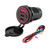 Cargador USB de 58W con Doble Puerto PD QC3.0, Enchufe para Coche con Interruptor de Encendido/Apagado para Coche, Barco, RV, Marino, ATV