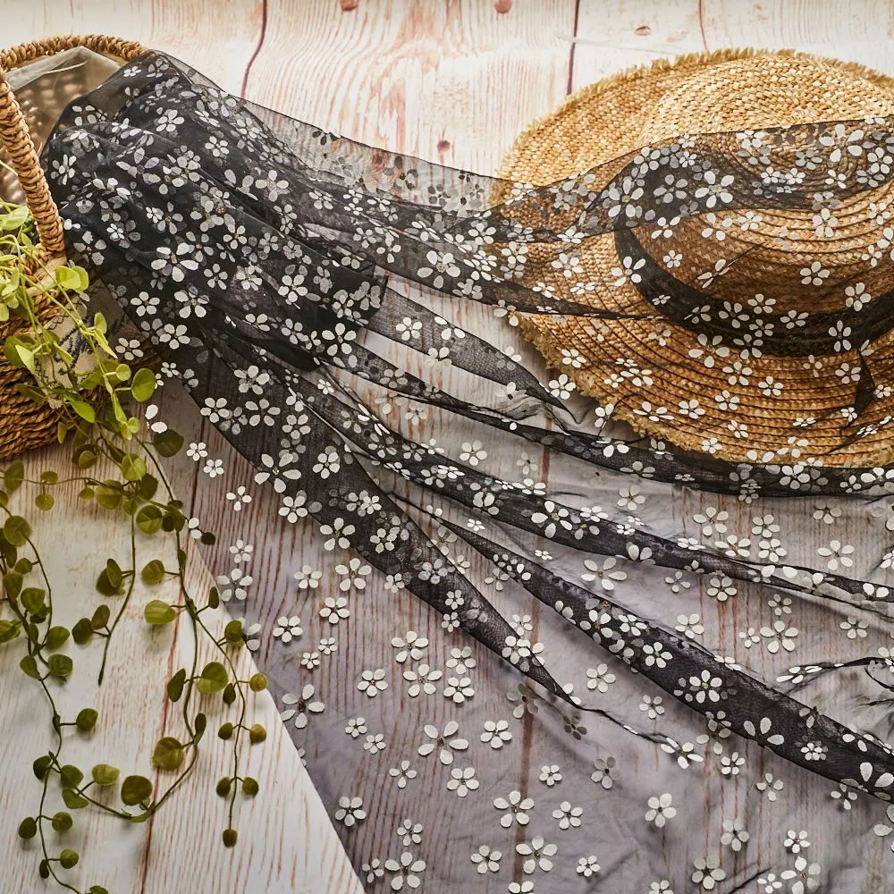 नई डिजाइन गर्मियों में फूल पैटर्न खिंचाव बनाया गया कपड़ा प्रिंट पन्नी नरम रोल बोल्ट Tulle कपड़े के लिए पोशाक