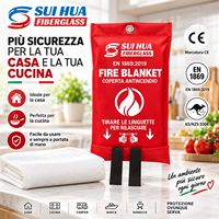 Couverture anti-feu d'urgence en fibre de verre, paquet individuel, EN 1869:2019, pour la maison, la cuisine, le bureau, la voiture, vente en gros B2B