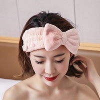 Bandeau en polaire corail doux pour le lavage du visage avec joli nœud, fait main, style coréen, accessoire de maquillage pour femme