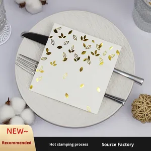 Vàng Lá Trinh Gỗ Bột Giấy Dùng Một Lần Vuông Khăn Ăn Cho Khách Sạn Cao cấp Nhà Hàng & Bánh-20 Tờ/Gói Cho Sinh Nhật Bên - Product Image 5
