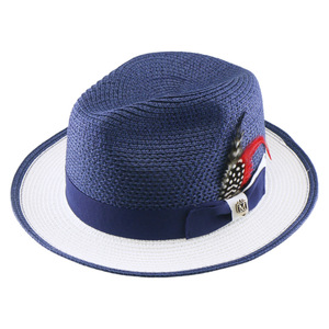 <span class=keywords><strong>Chapeau</strong></span> Fedora d'été bicolore en <span class=keywords><strong>paille</strong></span>, personnalisé avec ruban et plumes, respirant, tissé, style Trilby Panama pour hommes et femmes, vente en gros - Product Image 6