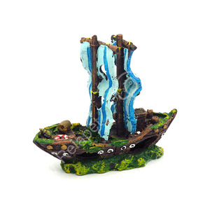 Décoration d'<span class=keywords><strong>aquarium</strong></span> vintage en forme de navire coulé, petit ornement de ruine de bateau pour <span class=keywords><strong>aquarium</strong></span>, cachette en résine pour Betta et petits poissons - Product Image 6