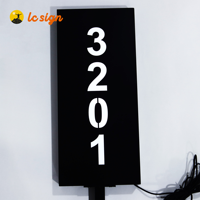Plaque de Numéro de Maison LED Latérale Personnalisée en Métal Noir, Boîte à Lumière Étanche pour Extérieur, Panneau d'Adresse pour Appartement et Villa