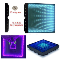 Dalles LED sans fil étanches IP67 pour piste de danse, contrôle DMX512 IR, panneau miroir 3D magnétique Infinity pour mariage et fête