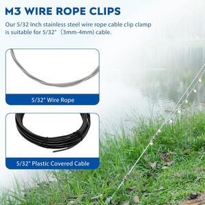 Clips de câble en acier inoxydable M3 duplex non réglables, double boulon, pince à câble, 2 poteaux, diamètre de câble de 1/8 pouce (1,5 mm-3 mm) - Product Image 2