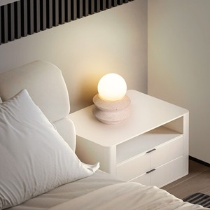 Cream Style Rechargeable Table <b>Lamp</b> With Natural Yellow Travertine Base Led Light Source Remote Control Dimmable Bedroom - Product Image 2