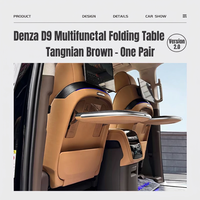Table pliante pour siège arrière Denza D9 pour voiture : support de tasse avec charge sans fil, lumière ambiante, plateau pour ordinateur portable, accessoire intérieur