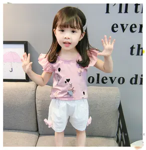 Cheap Yi wu Children's Girls T-Shirt Set summer girls dresses clothes girl 1-4 years old