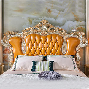 Chuangdian Foshan Fabriek Custom Franse Luxe Gouden Koninklijke Hand Gesneden Massief Houten Frame Dubbel Kingsize Slaapkamerbed - Product Image 3