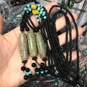 Venta al por mayor negro tibetano antiguo 9 ojos Viejo Gran Dzi cuentas antiguas cuentas de ágata tibetana para colgante - Product Image 3