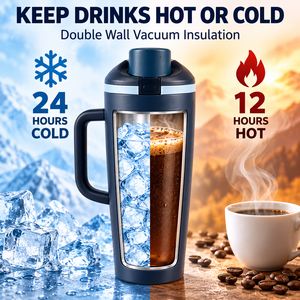 Gobelet isotherme en acier inoxydable de 1200 ml avec poignée, grande capacité, tasse de voyage sous vide, bouteille d'eau portable pour le sport, tasse de voiture - Product Image 5