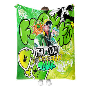 Fabricantes personalizados al por mayor Throw Soft Design Famoso cantante <span class=keywords><strong>feid</strong></span> ferxxo ligero fuzzy Cozy Warm throw mantas para mujeres - Product Image 4