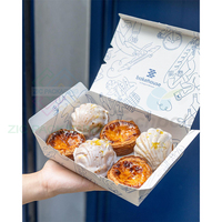 Boîte en papier d'emballage pour tartelettes aux œufs jetables avec logo personnalisé, boîte à dessert pour crème pâtissière, boîte à pâtisserie