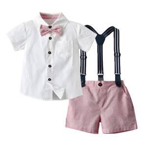 Ensembles de jarretelles pour garçons Chemise élégante Pure Boys <span class=keywords><strong>Short</strong></span> en lin respirant Chemise à manches courtes en coton solide Vêtements pour enfants courts blancs - Product Image 2