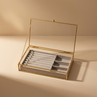 Boîte à bijoux en verre, grande boîte décorative pour bijoux, boîte de présentation transparente pour bijoux, organisateur de rangement pour bibelots, étui rectangulaire pour bagues