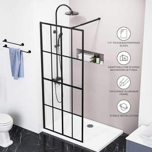 Puerta de <span class=keywords><strong>ducha</strong></span> fija personalizada OEM ODM, panel de pantalla de <span class=keywords><strong>ducha</strong></span> de vidrio templado transparente con marco de vidrio de <span class=keywords><strong>ducha</strong></span> individual - Product Image 4